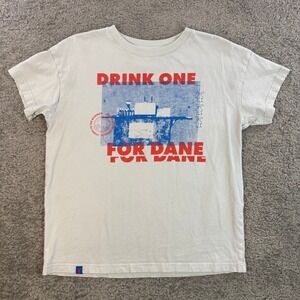 Dutch Bros Coffee Drink One For Dane Graphic T-Shirt Gray Beige Womens Small